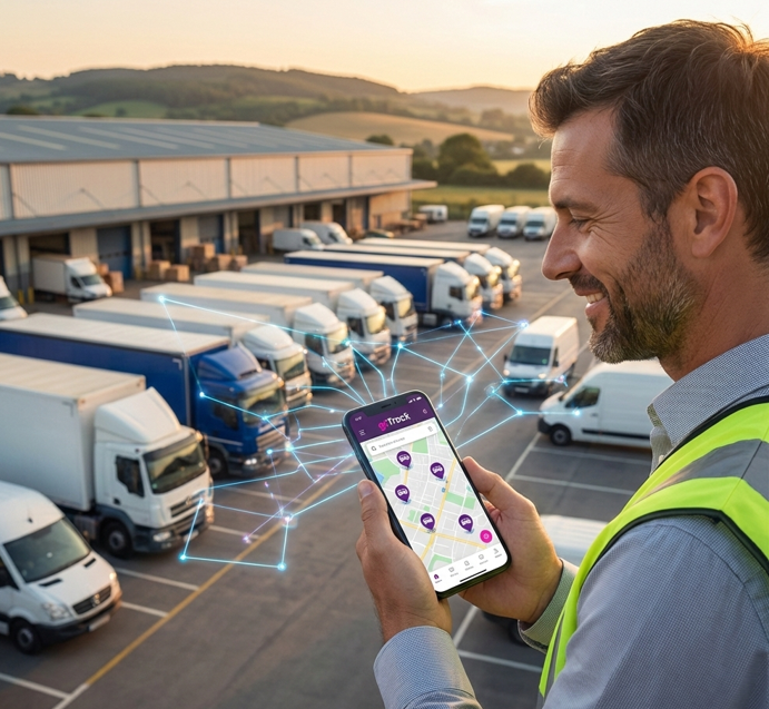 מנהל הפצה מסתכל על הצי רכב ומזמין שירות